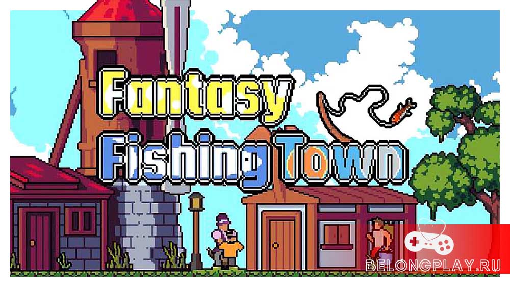 Fantasy Fishing Town art logo wallpaper game