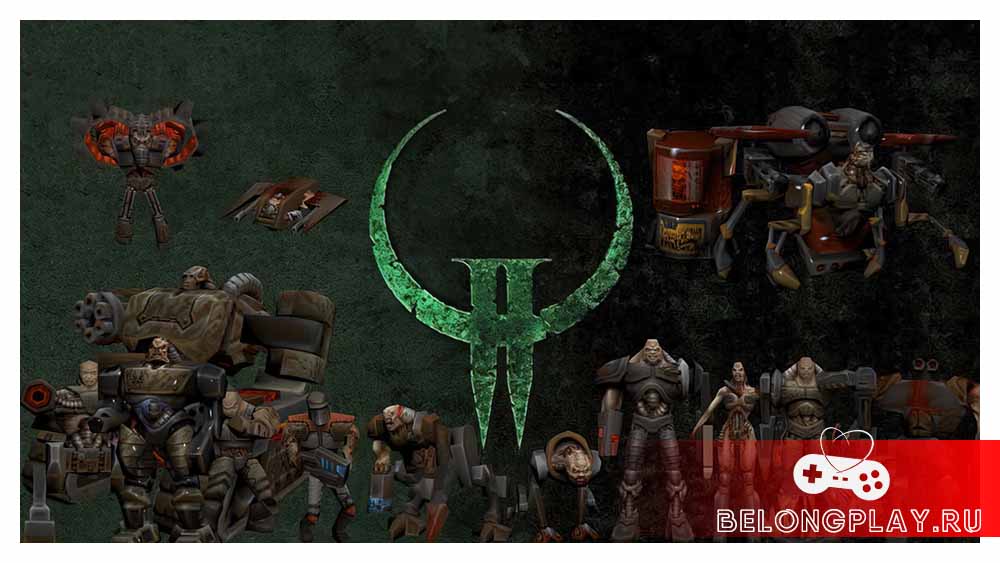 Quake II art logo wallpaper fps game enemies mods