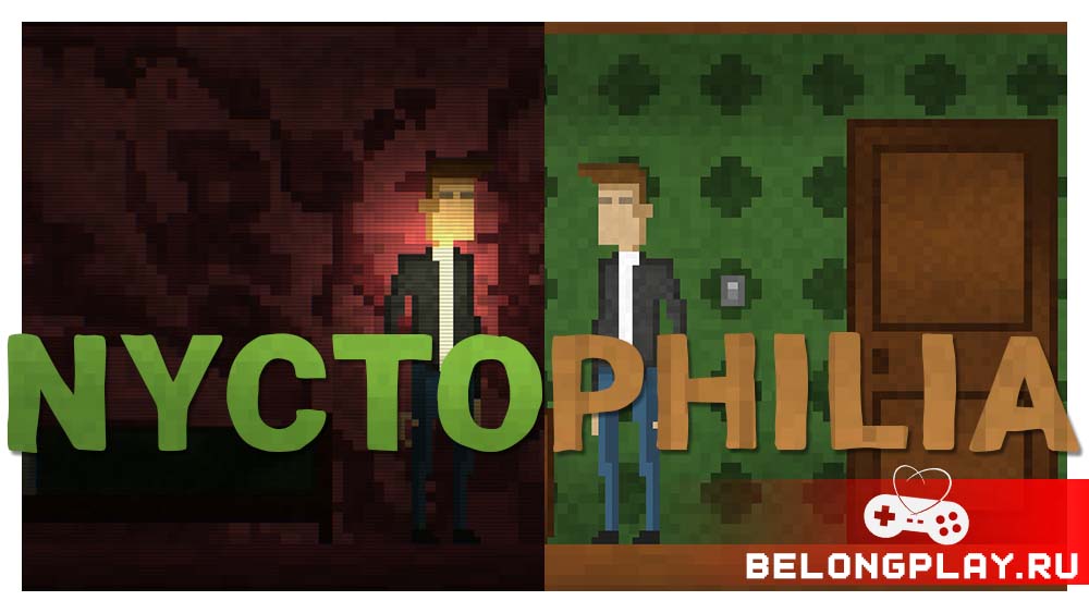 Nyctophilia game cover art logo wallpaper 2D pixel thriller horror adventure indie galaxy