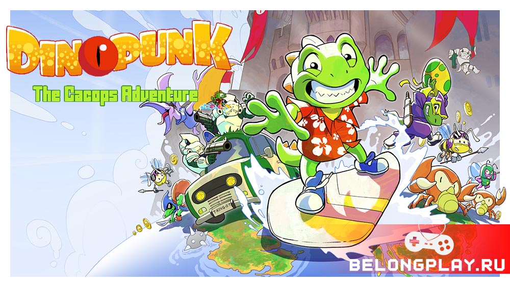 Dinopunk: the Cacops adventure game cover art logo wallpaper platformer indie pixel art